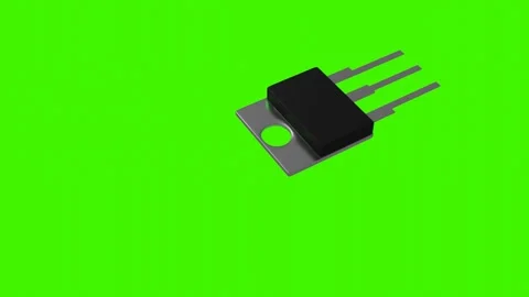 Model of old transistor rotating on green background. 3d render looped animation Video stock 312736059