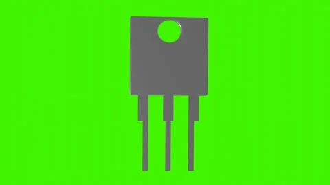 Model of old transistor rotating on green background. 3d render looped animation Stock Footage 312736063