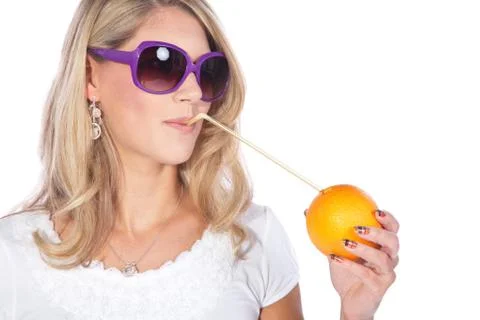 Model with orange Stock-Fotos