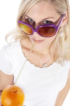 Model with orange Stock-Fotos