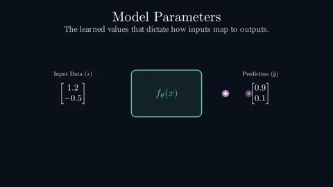 Model Parameters - The learned values that dictates how inputs map to output Video stock 338030220