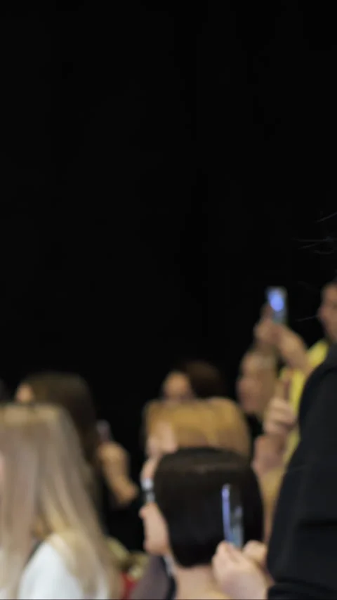 Model people moving in line on classy fashion week stage show. Female catwalk. 스톡 동영상 347359029