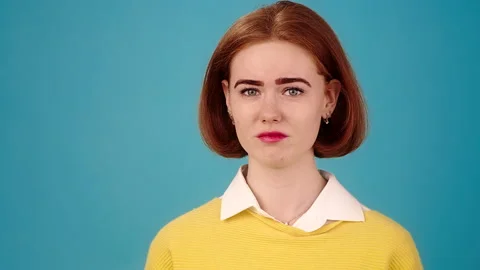 Model performs sad emotions Stockbeeldmateriaal 157716565