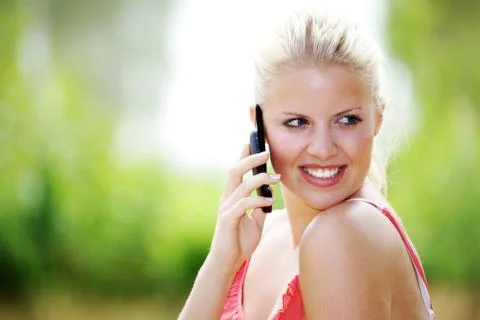 Model with the phone Foto stock