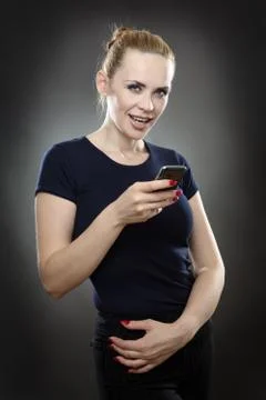 Model with phone Foto stock