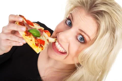 Model with pizza Stock Photos