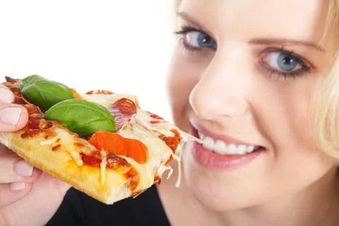 Model with pizza Stock Photos