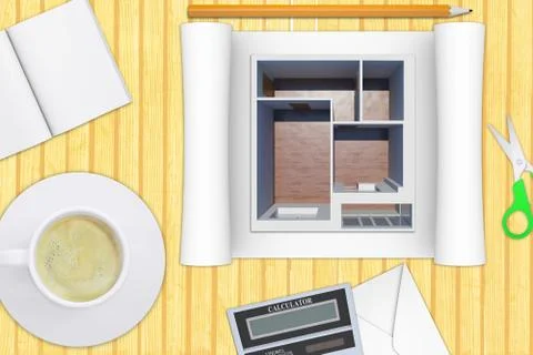 Model plan of flat Stock Illustration