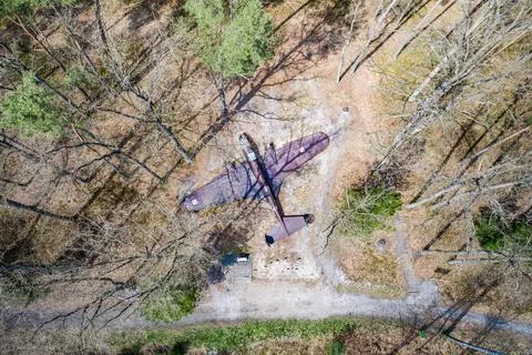 Model plane in the woods Stock Photos