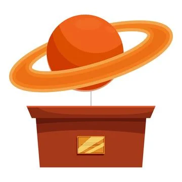 Model of planet with ring system rotating on stand Stock Illustration