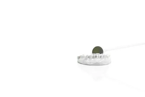 Model of plaster teeth with dental tools isolated in with background. Stock Photos