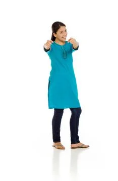 Model pointing to camera Stock Photos