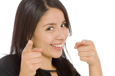 Model pointing to camera Stock Photos