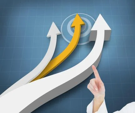 Model pointing out something in the air while wearing lab Stock Illustration