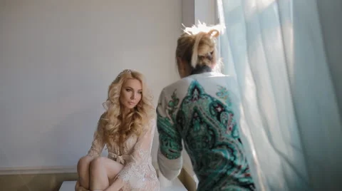 Model pose to photographer in studio Stock Footage 61829058