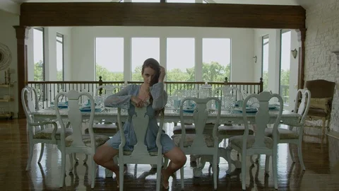 Model poses in a luxurious home Видео 89601705