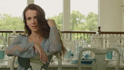 Model poses in a luxurious home Видео 89605079