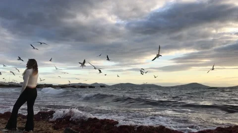 Model posing on the beach Video stock 145899180