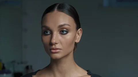 Model posing on camera Stock Footage 111368861