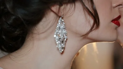 Model Posing For The Camera. Wedding Day. Beautiful Brunette. Stock Footage 108681007