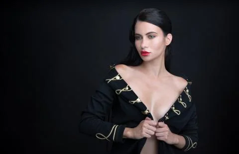 Model posing in a dark jacket Stock Photos