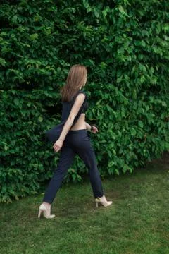 Model posing in the garden Foto stock