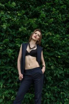 Model posing in the garden Foto stock