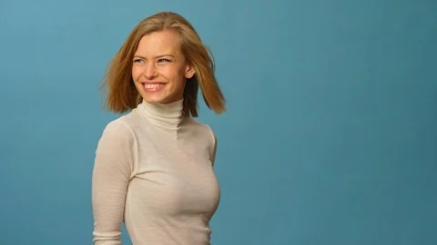 Model posing hair blown by wind Stock Footage 103627022