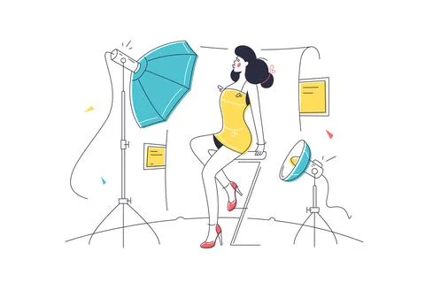 Model posing in photo studio Illustrazione stock