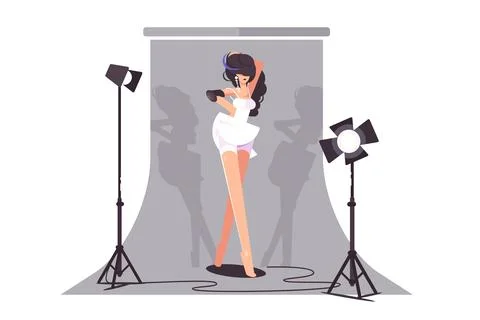 Model Posing for Photos Stock Illustration