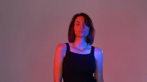 Model posing on pink background Stock Footage 146195030