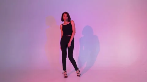 Model posing on pink background Stock Footage 146195548