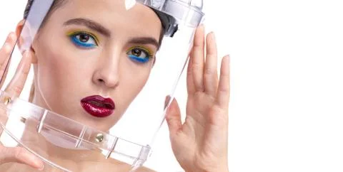 Model posing in a plastic helmet Stock Photos