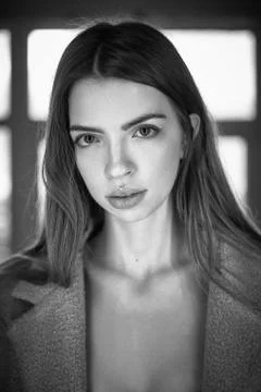 Model posing in studio during classic test shoot Stock Photos