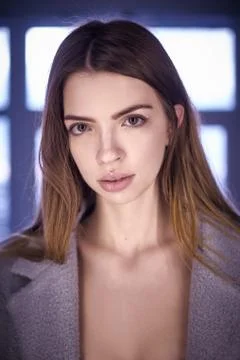 Model posing in studio during classic test shoot Stock Photos