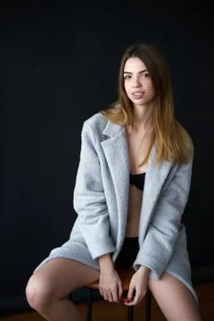 Model posing in studio during classic test shoot Stock Photos