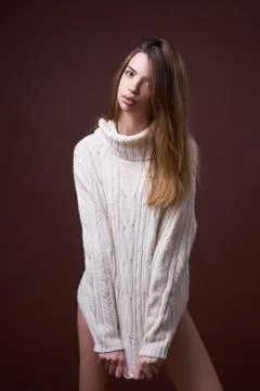 Model posing in studio during classic test shoot Stock Photos