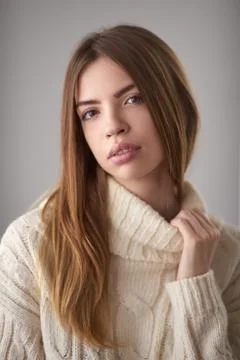 Model posing in studio during classic test shoot Фото