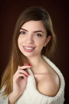 Model posing in studio during classic test shoot Stock Photos