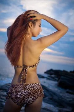 Model posing on sunset Stock Photos