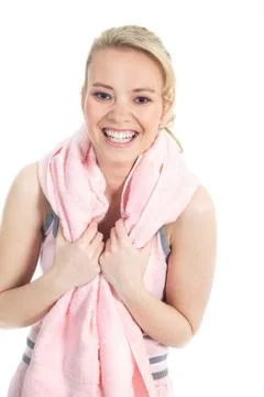 Model posing with towel in the studio Stock Photos