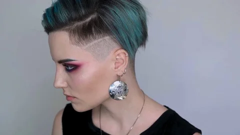 Model posing for video after makeup. Beauty blog. 4k resolution Stock Footage 80759785