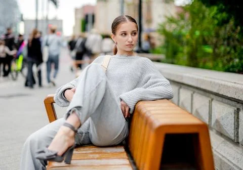Model Posing While Sitting Stock Photos
