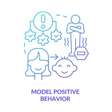 Model positive behavior blue gradient concept icon Illustrazione stock