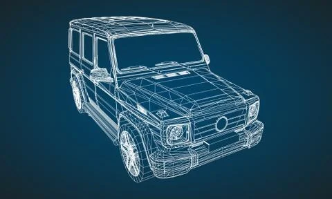 Model of premium frame SUV with a classic design. Vector illustration of a white Illustrazione stock