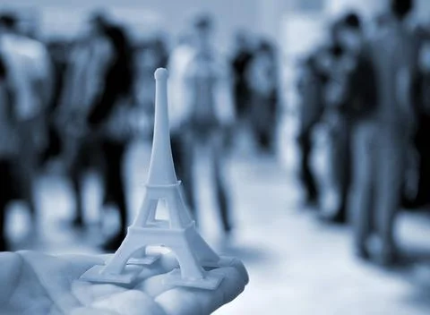 The model printed on 3d printer on hand close-up. Foto stock