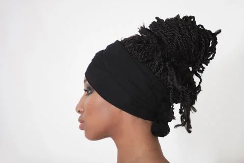 Model profile with braids Stock Photos