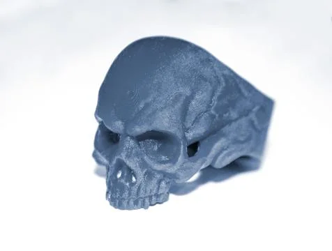 Model prototype human skull printed on 3d printer isolated on white background Stock Photos