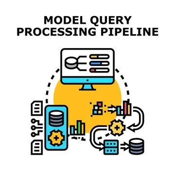 Model query processing pipeline data analysis system Stock Illustration