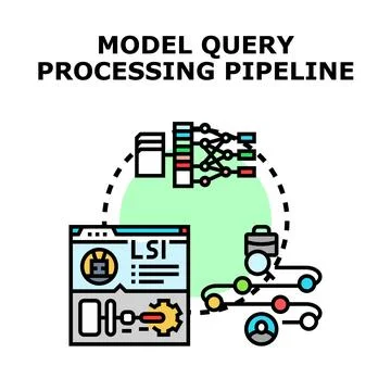 Model query processing pipeline engineering concept Stock Illustration